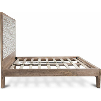 Haveli Bed by World Interiors in white. Made from mango wood in a eclectic & global style.
