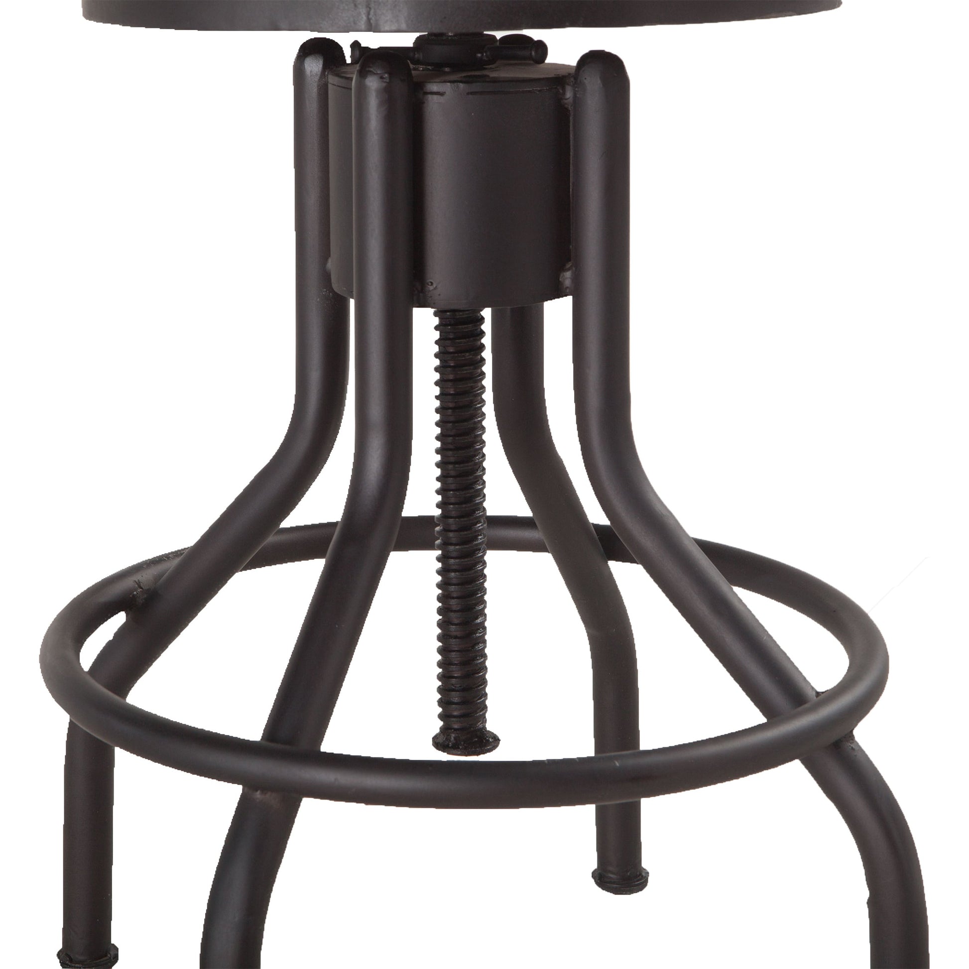 Artezia Adjustable Bar Stools by World Interiors in brown and walnut, antique zinc. Made from acacia wood, iron in a modern style.