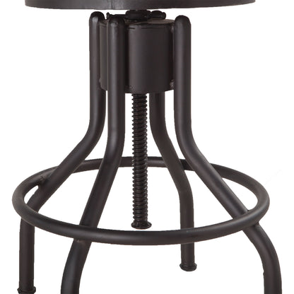 Artezia Adjustable Bar Stools by World Interiors in brown and walnut, antique zinc. Made from acacia wood, iron in a modern style.
