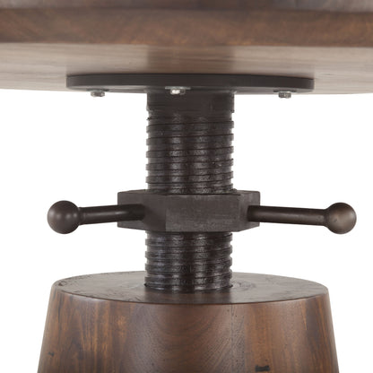 Amici Adjustable Dining Table by World Interiors in brown and walnut, antique zinc. Made from acacia wood, iron in a rustic style.
