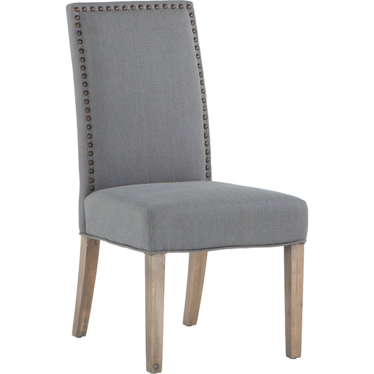 Jona Linen Dining Chairs by World Interiors in gray. Made from linen, cotton, polyester blend fabric, birch wood in a transitional style.