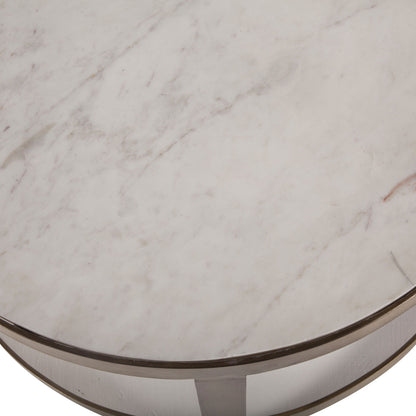 Leonardo Side Tables by World Interiors in white and antique gold. Made from marble, iron in a transitional style.