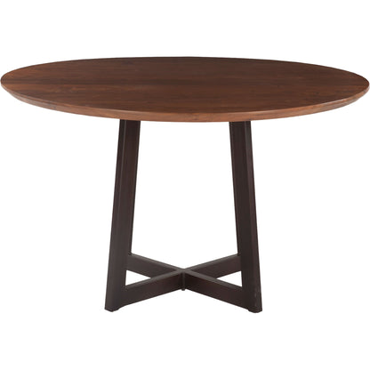 Mapai Table by World Interiors in brown and walnut, antique zinc. Made from acacia wood, iron in a modern style.