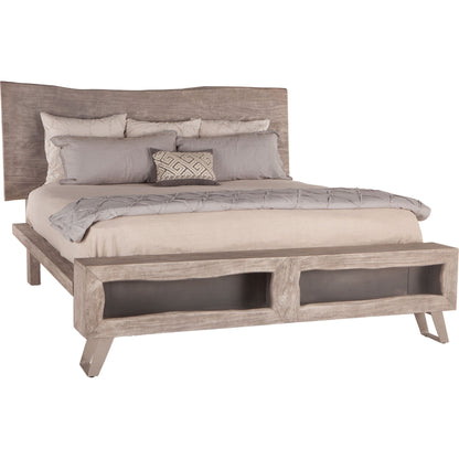 Nottingham Bed by World Interiors in brown and walnut, antique zinc. Made from acacia wood, iron in a rustic style.