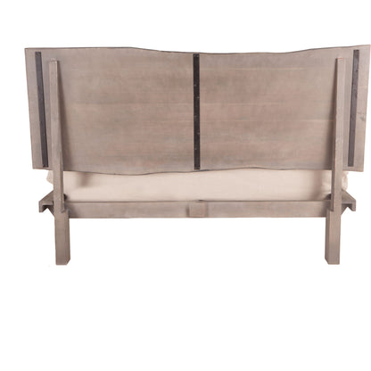Nottingham Bed by World Interiors in brown and walnut, antique zinc. Made from acacia wood, iron in a rustic style.