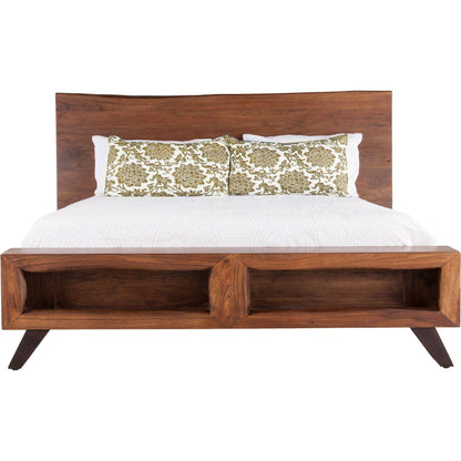 Nottingham Bed by World Interiors in brown and walnut, antique zinc. Made from acacia wood, iron in a rustic style.