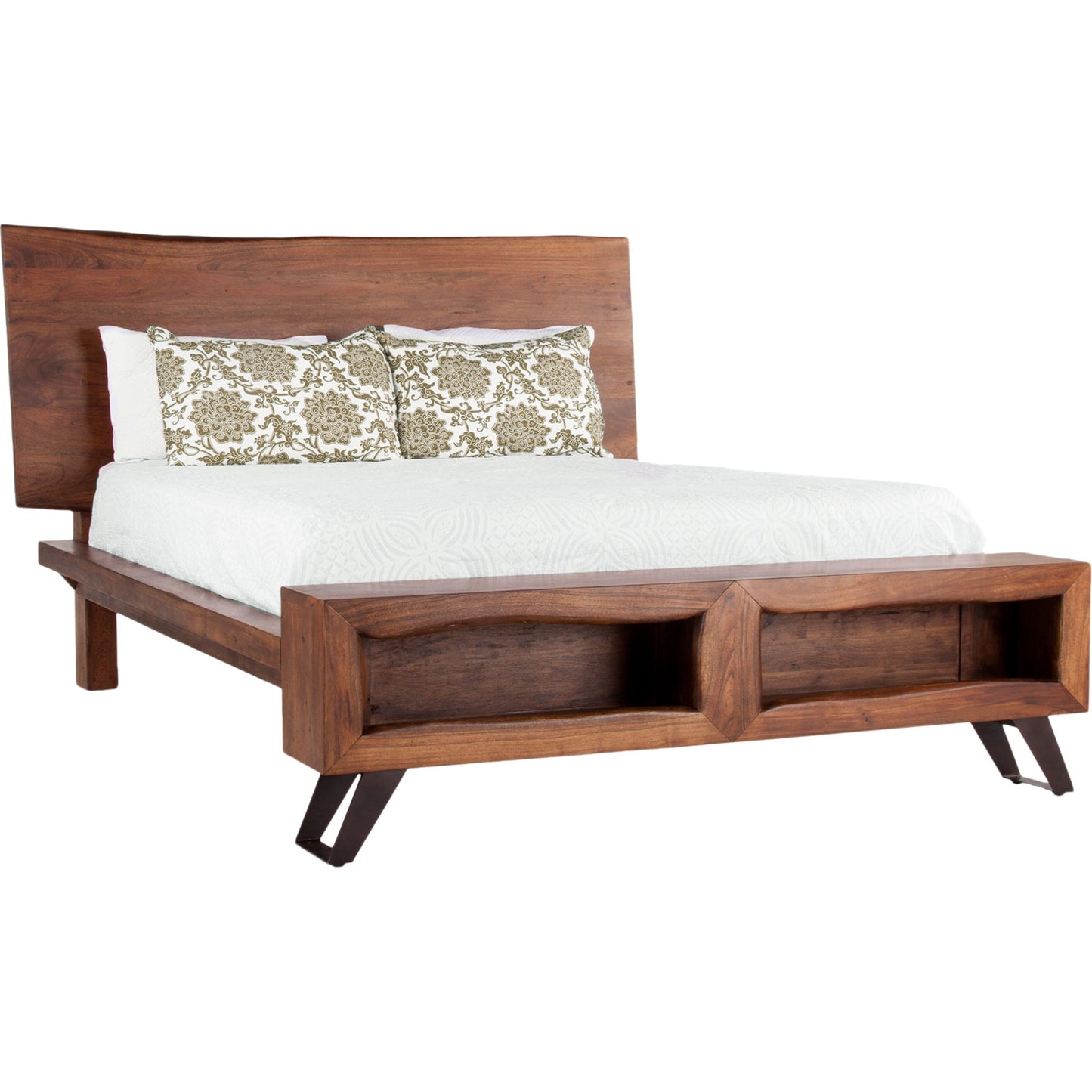 001 SR-877056,SR-877057 | Primary Silo | Nottingham Bed by World Interiors in brown and walnut, antique zinc. Made from acacia wood, iron in a rustic style.