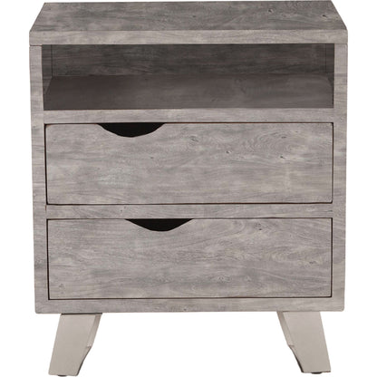 Nottingham Night Chest by World Interiors in brown and walnut, antique zinc. Made from acacia wood, iron in a modern style.