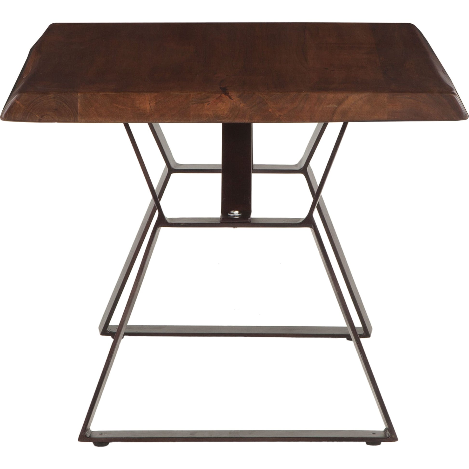 Nottingham Side Table by World Interiors in brown and walnut, antique zinc. Made from acacia wood, iron in a modern style.