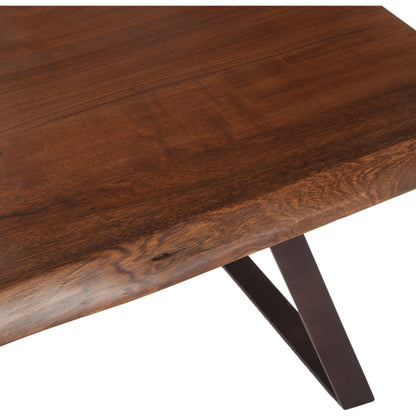 Nottingham Side Table by World Interiors in brown and walnut, antique zinc. Made from acacia wood, iron in a modern style.