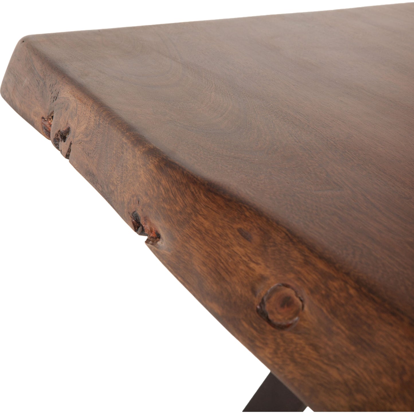 004 SR-877067 | Closeup | Nottingham Side Table by World Interiors in brown and walnut, antique zinc. Made from acacia wood, iron in a modern style.