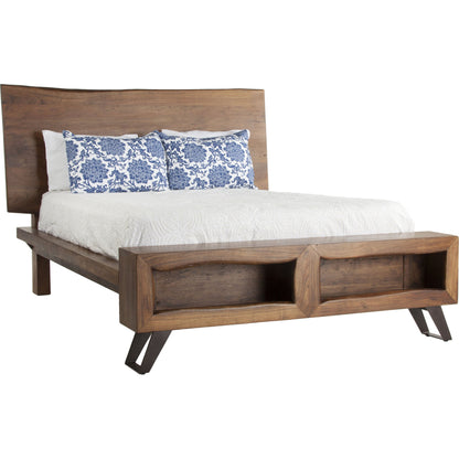 Nottingham Bed by World Interiors in brown and walnut, antique zinc. Made from acacia wood, iron in a rustic style.