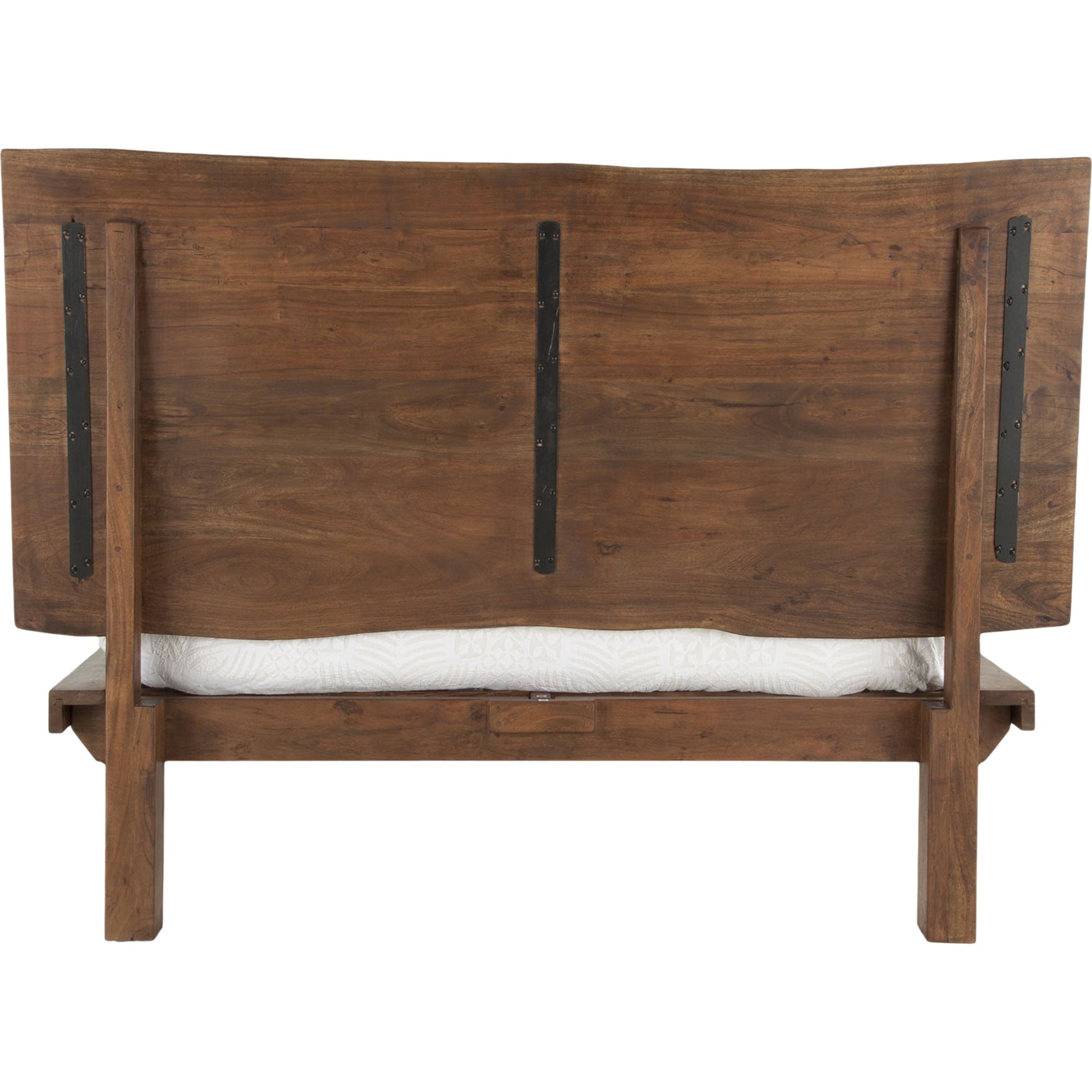Nottingham Bed by World Interiors in brown and walnut, antique zinc. Made from acacia wood, iron in a rustic style.