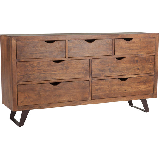 Nottingham Dresser by World Interiors in brown and walnut, antique zinc. Made from acacia wood, iron in a rustic style.