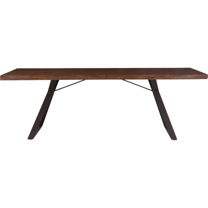 Nottingham Dining Table by World Interiors in brown and walnut, antique zinc. Made from acacia wood, iron in a modern style.