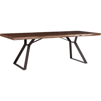 Nottingham Dining Table by World Interiors in brown and walnut, antique zinc. Made from acacia wood, iron in a modern style.