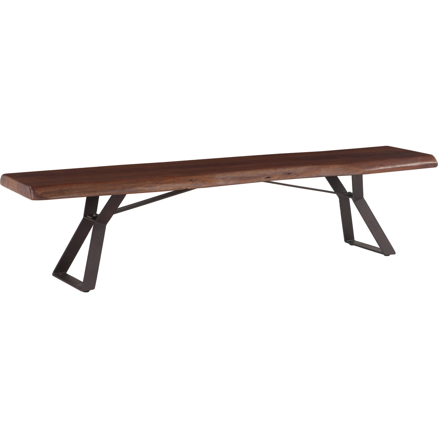 002 SR-877063 | Primary Silo | Nottingham Dining Bench by World Interiors in brown and walnut, antique zinc. Made from acacia wood, iron in a modern style.