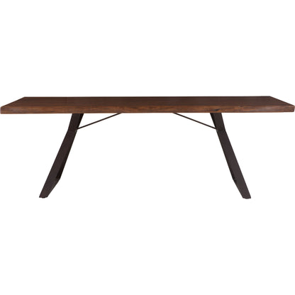 Nottingham Dining Table by World Interiors in brown and walnut, antique zinc. Made from acacia wood, iron in a modern style.