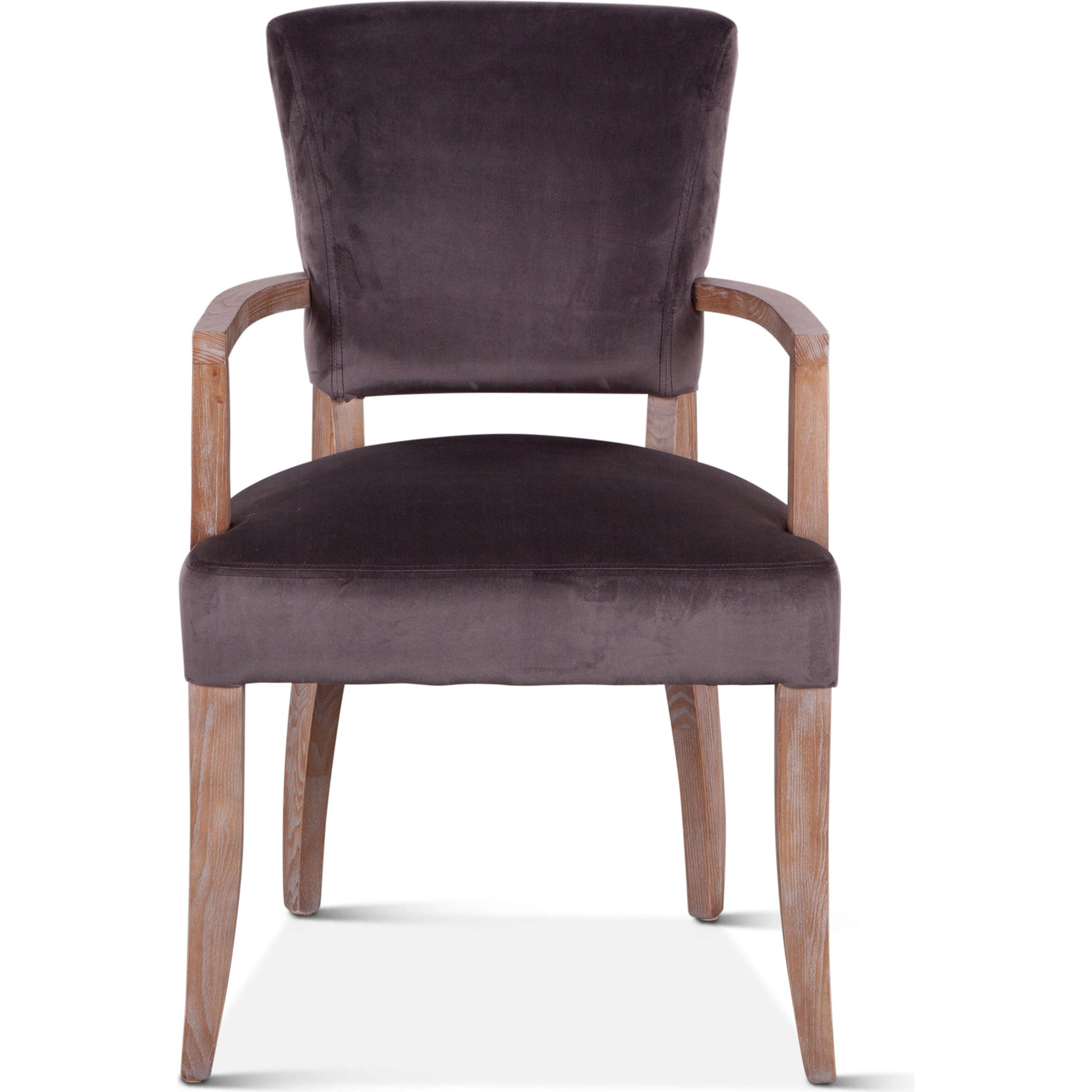 Portia Armchair by World Interiors in dark gray, whitewash and whitewash. Made from oak wood, velvet in a modern style.