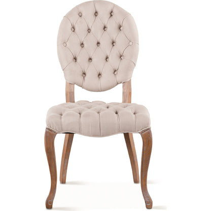 Portia Linen Chairs by World Interiors in off-white and whitewash. Made from linen, cotton, polyester blend fabric, oak wood in a traditional style.