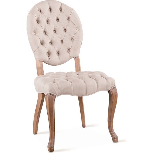 Portia Linen Chairs by World Interiors in off-white and whitewash. Made from linen, cotton, polyester blend fabric, oak wood in a traditional style.