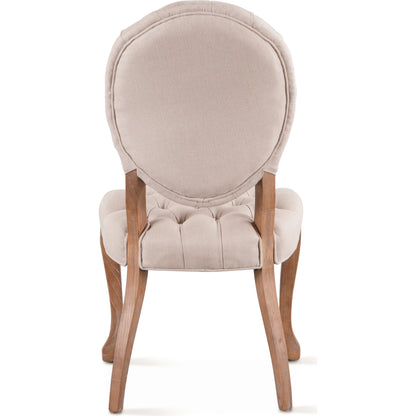 Portia Linen Chairs by World Interiors in off-white and whitewash. Made from linen, cotton, polyester blend fabric, oak wood in a traditional style.