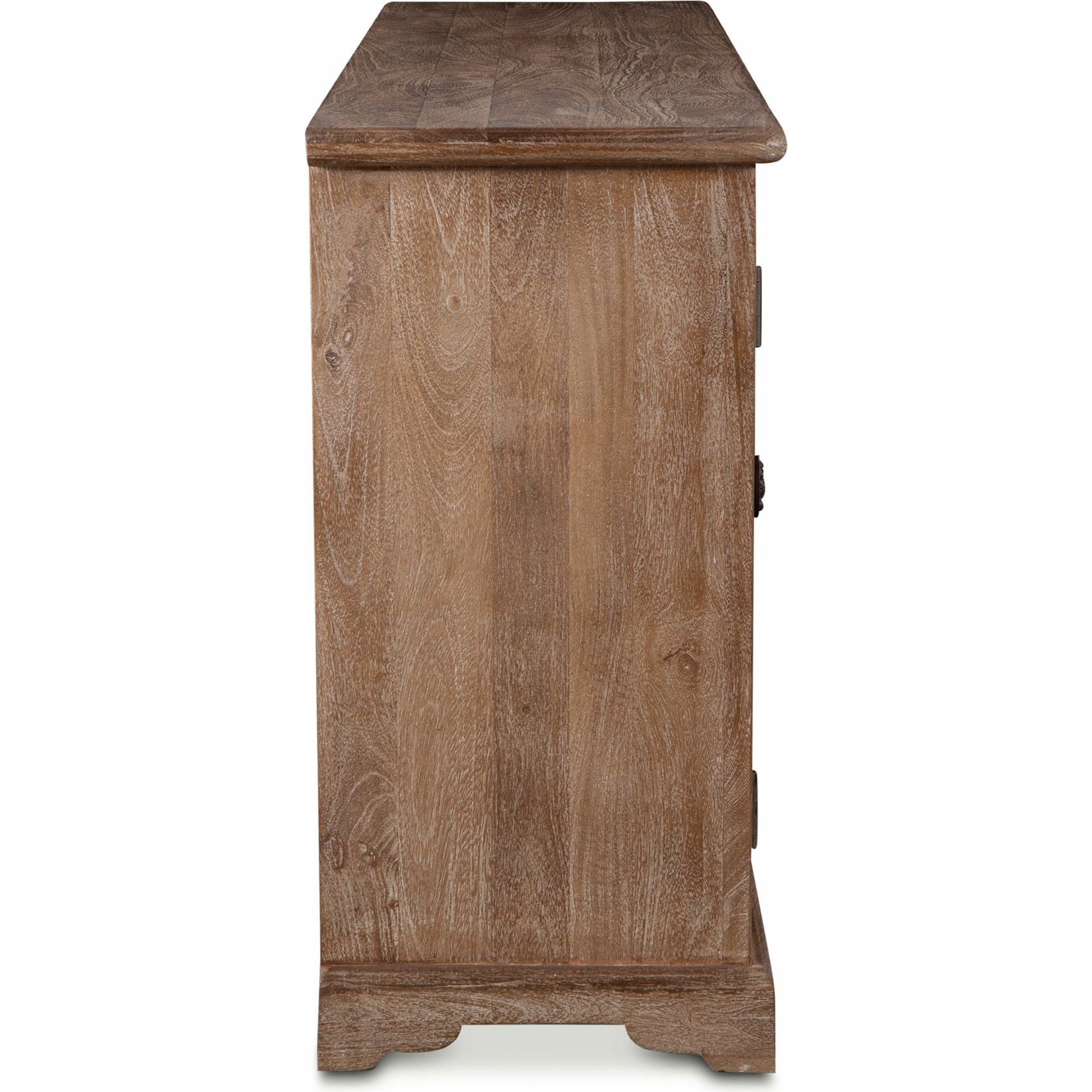 Pengrove Sideboard by World Interiors in light brown and antique oak. Made from mango wood, glass in a cottage & farmhouse style.