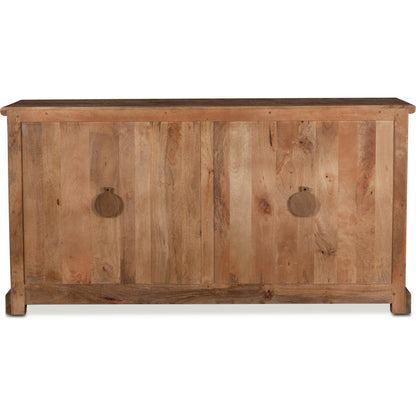 Pengrove Sideboard by World Interiors in light brown and antique oak. Made from mango wood, glass in a cottage & farmhouse style.