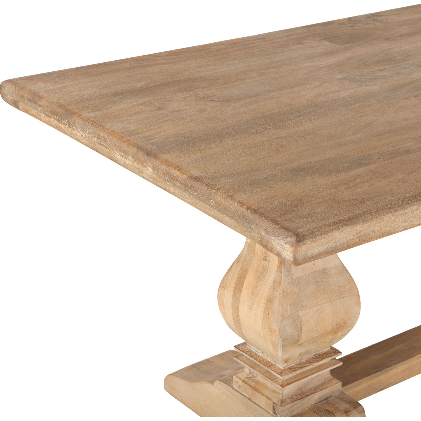 005 SR-877103,SR-877104,SR-877105 | Closeup | Pengrove Dining Table by World Interiors in light brown and antique oak. Made from mango wood in a cottage & farmhouse style.