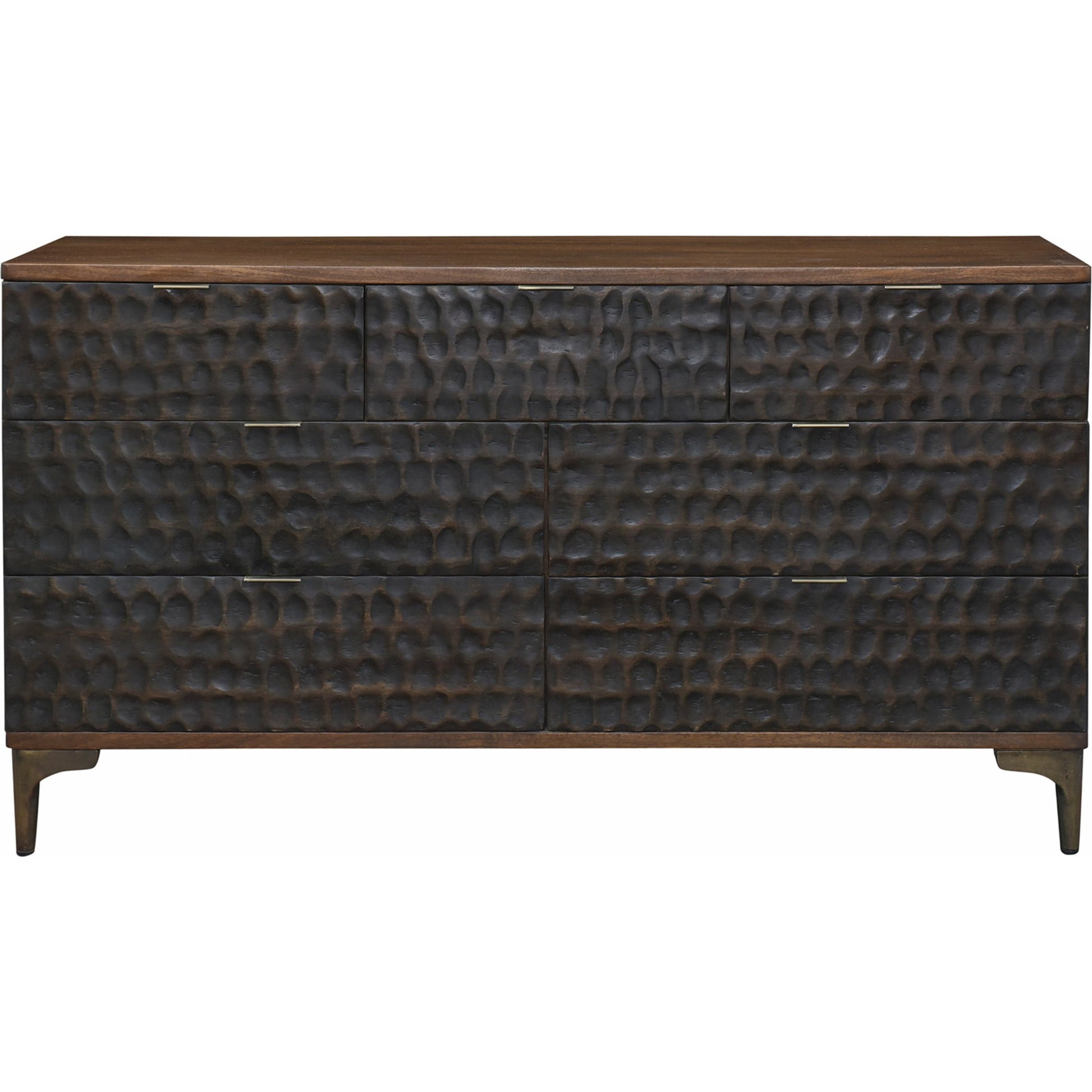 Vallarta Dresser by World Interiors in brown and two tone, bronze. Made from mango wood, cast aluminum in a eclectic & global style.