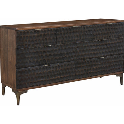 Vallarta Dresser by World Interiors in brown and two tone, bronze. Made from mango wood, cast aluminum in a eclectic & global style.