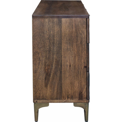Vallarta Dresser by World Interiors in brown and two tone, bronze. Made from mango wood, cast aluminum in a eclectic & global style.
