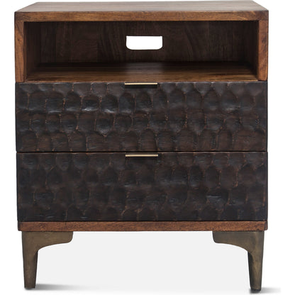 Vallarta Night Chest by World Interiors in brown and two tone, bronze. Made from mango wood, cast aluminum in a eclectic & global style.