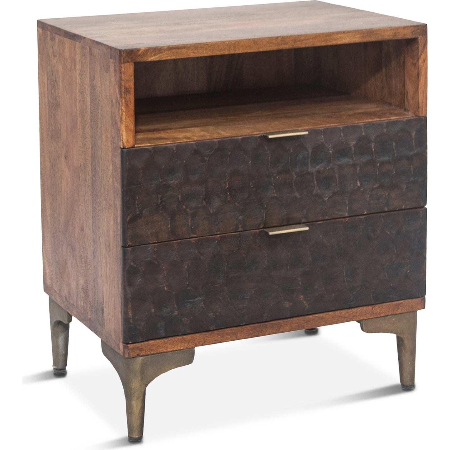 001 SR-877177 | Primary Silo | Vallarta Night Chest by World Interiors in brown and two tone, bronze. Made from mango wood, cast aluminum in a eclectic & global style.
