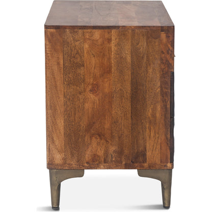 Vallarta Night Chest by World Interiors in brown and two tone, bronze. Made from mango wood, cast aluminum in a eclectic & global style.