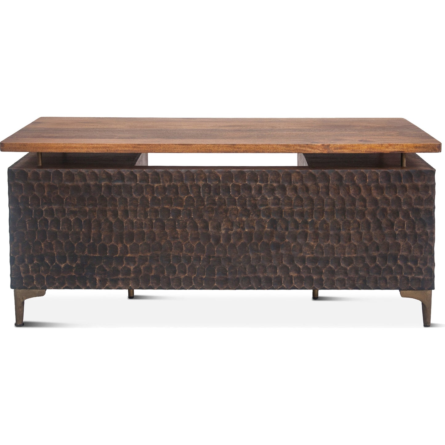 002 SR-877173 | Additional Silo | Vallarta Desk by World Interiors in brown and two tone, bronze. Made from mango wood, cast aluminum in a modern style.