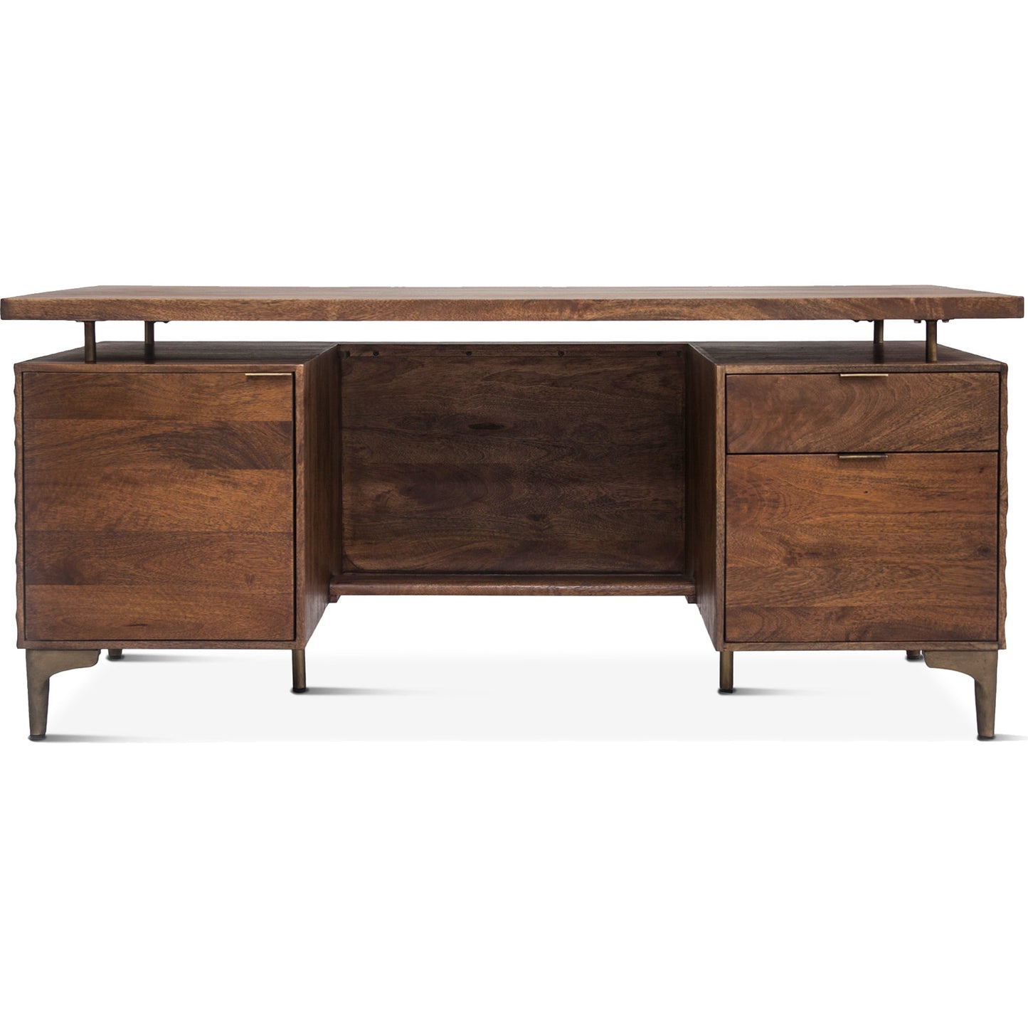 004 SR-877173 | Additional Silo | Vallarta Desk by World Interiors in brown and two tone, bronze. Made from mango wood, cast aluminum in a modern style.