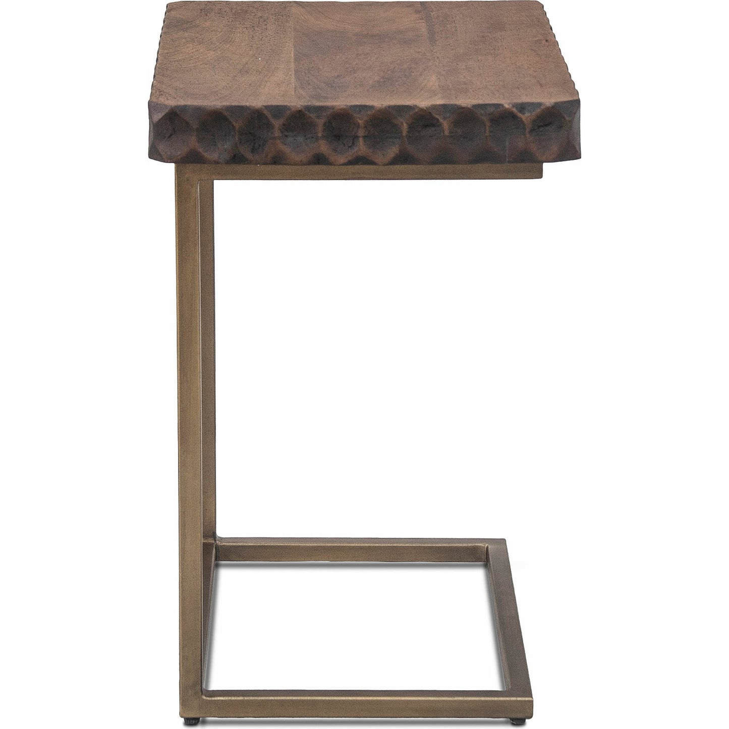 003 SR-877176 | Additional Silo | Vallarta Side Table by World Interiors in brown and two tone, bronze. Made from mango wood, cast aluminum in a modern style.