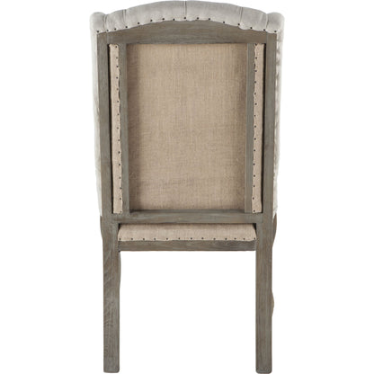Portia Linen Dining Chair by World Interiors in off-white and whitewash. Made from linen, cotton, polyester blend fabric, oak wood in a cottage & farmhouse style.