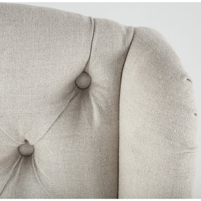 Portia Linen Dining Chair by World Interiors in off-white and whitewash. Made from linen, cotton, polyester blend fabric, oak wood in a cottage & farmhouse style.