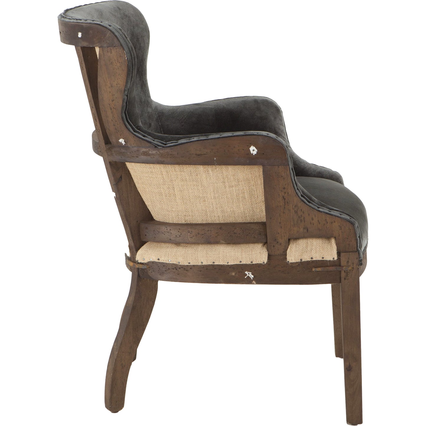 003 SR-876909 | Additional Silo | Charles Velvet Armchair by World Interiors in dark gray and oak. Made from oak wood, velvet, burlap in a modern style.
