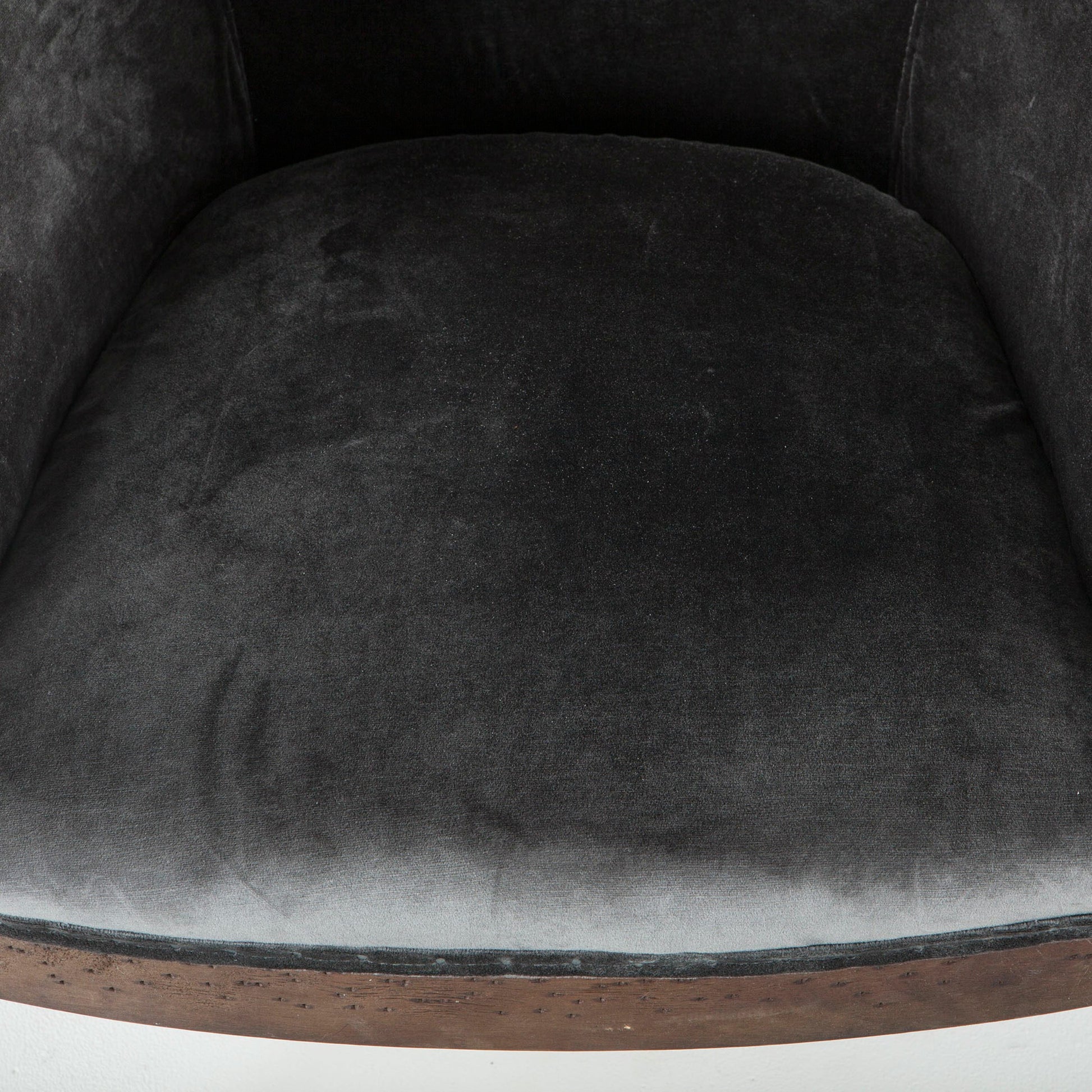 Charles Velvet Armchair by World Interiors in dark gray and oak. Made from oak wood, velvet, burlap in a modern style.
