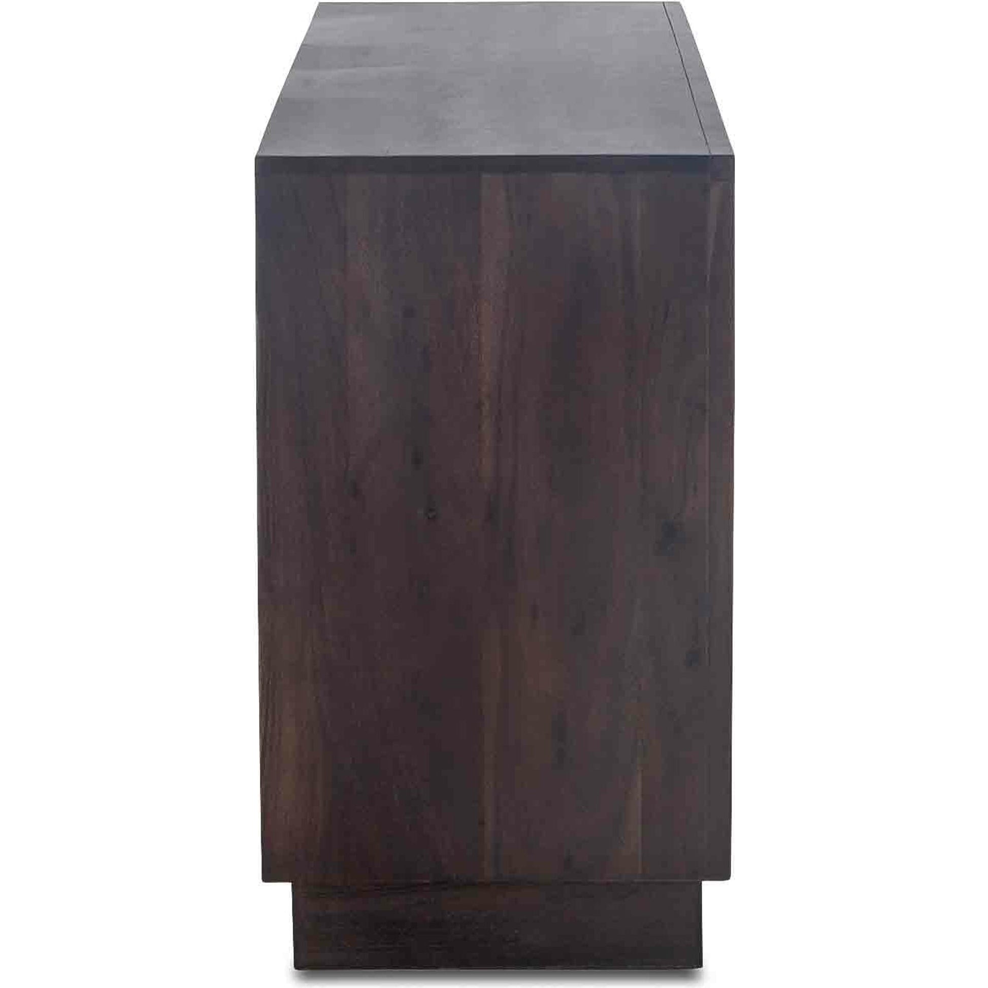 Palermo 64-Inch Live Edge Dresser by World Interiors in brown and raw walnut, ebony. Made from acacia wood, iron in a modern style.