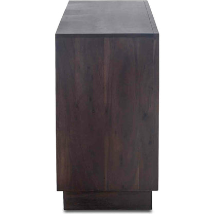 Palermo 64-Inch Live Edge Dresser by World Interiors in brown and raw walnut, ebony. Made from acacia wood, iron in a modern style.