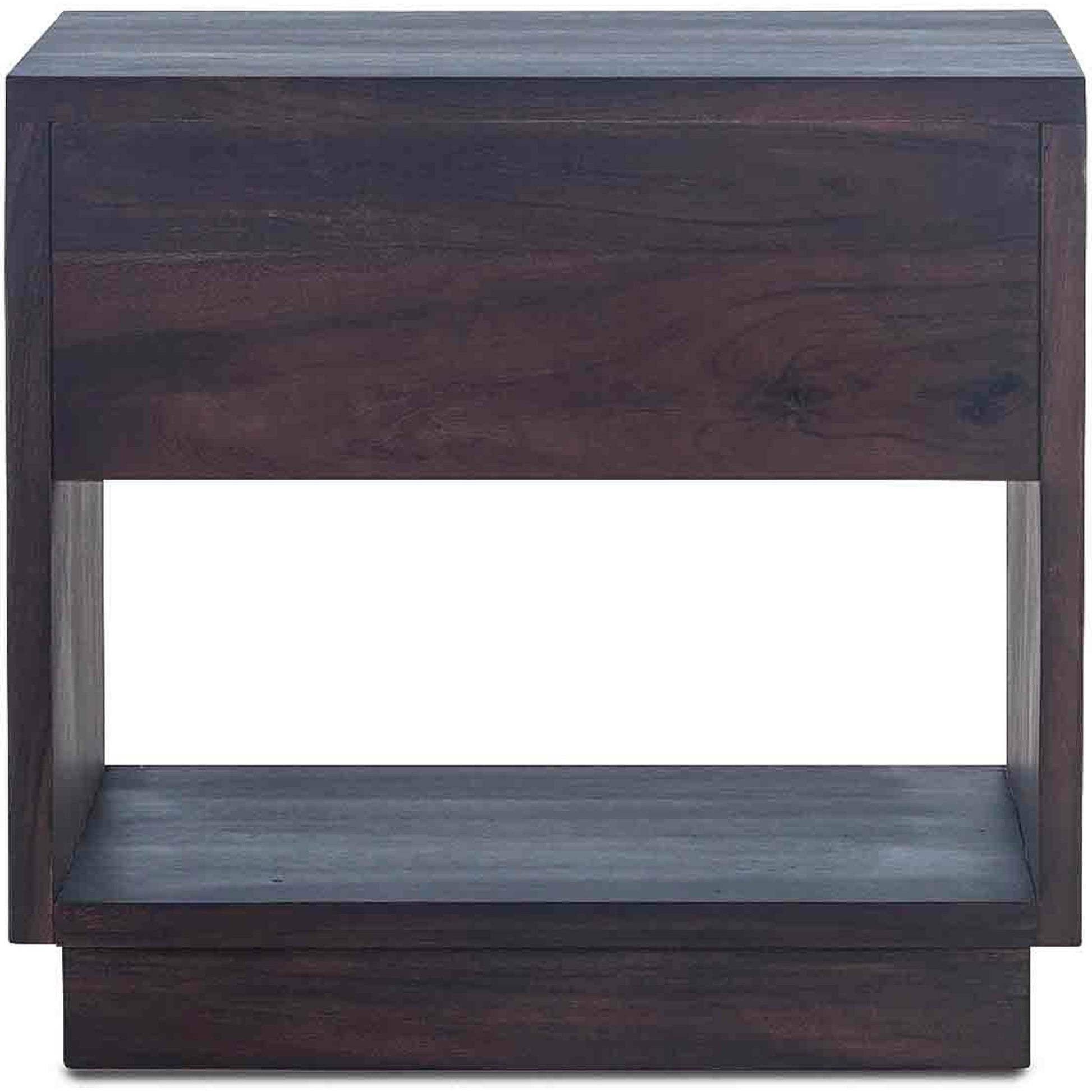 Palermo Night Chest by World Interiors in brown and raw walnut, ebony. Made from acacia wood, iron in a modern style.