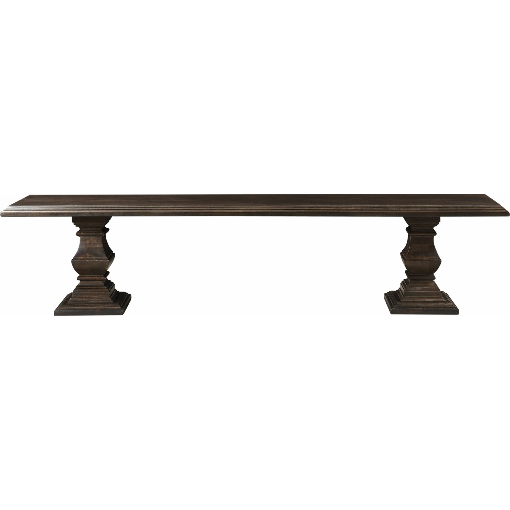 Toulon Dining Bench by World Interiors in dark brown and vintage brown. Made from mango wood in a traditional style.