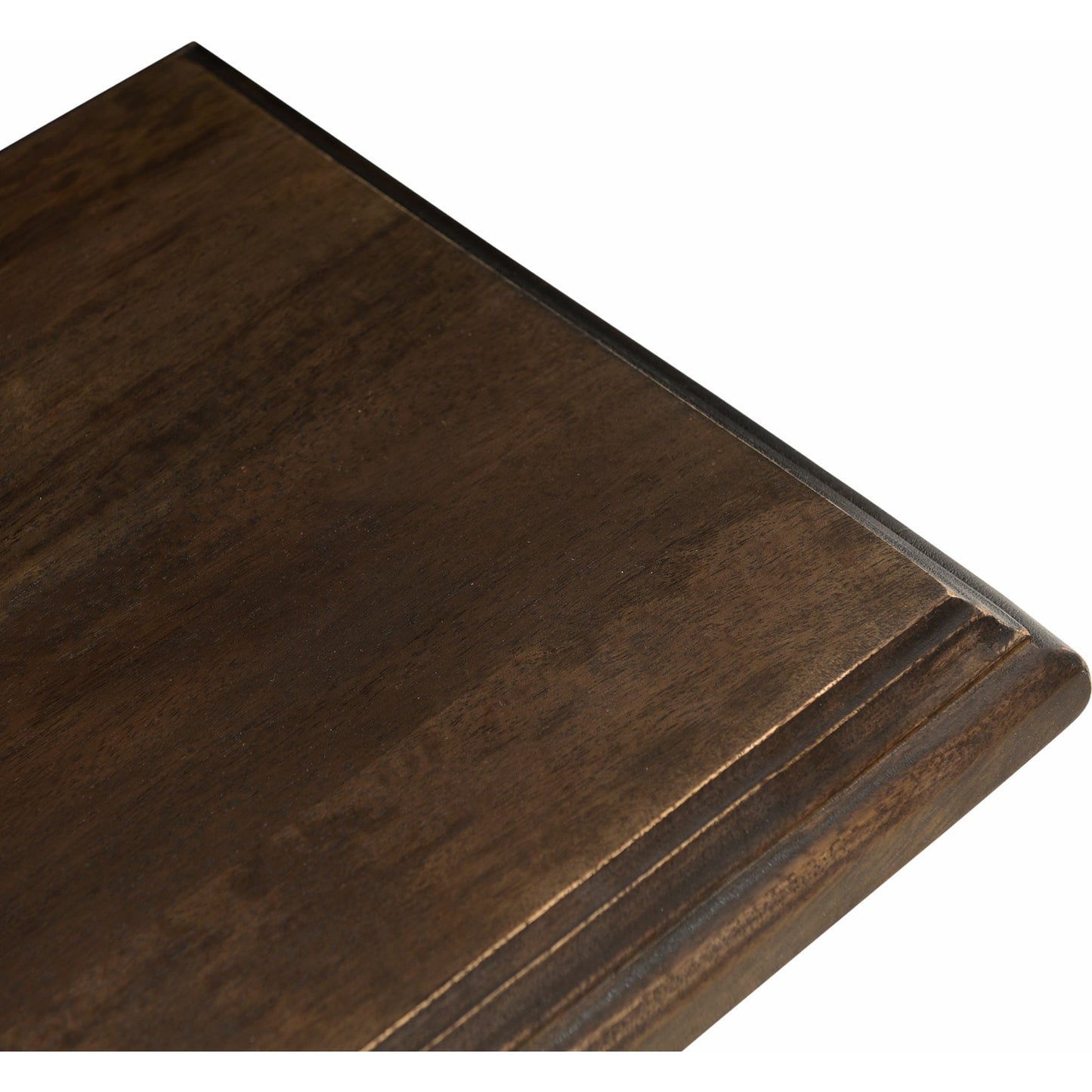 004 SR-877162 | Closeup | Toulon Dining Bench by World Interiors in dark brown and vintage brown. Made from mango wood in a traditional style.