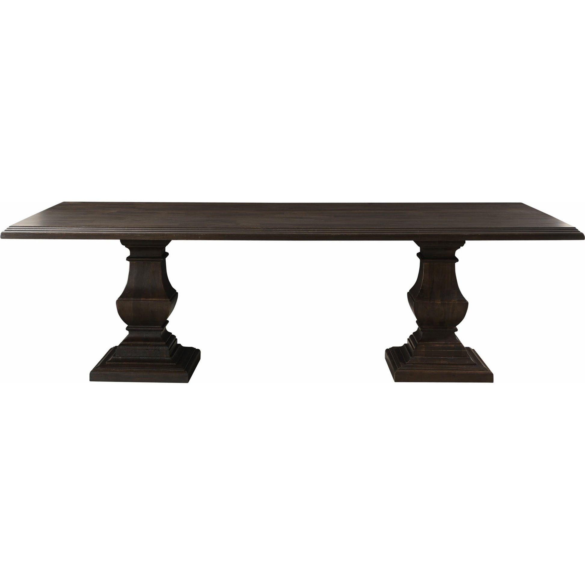 Toulon Vintage Brown Dining Table by World Interiors in dark brown and vintage brown. Made from mango wood in a traditional style.