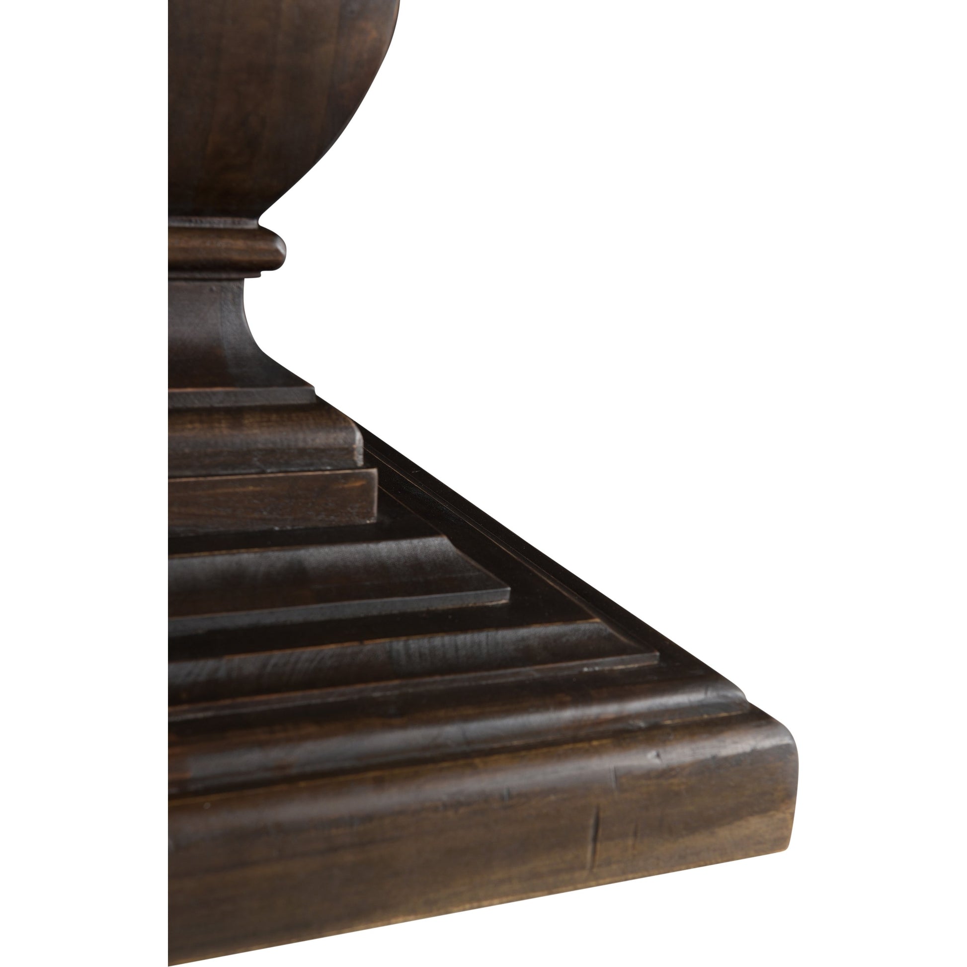 Toulon Round Dining Table by World Interiors in dark brown and vintage brown. Made from mango wood in a transitional style.