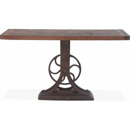 Sterling Console Table by World Interiors in brown and natural patina. Made from cast iron, teak wood in a modern style.